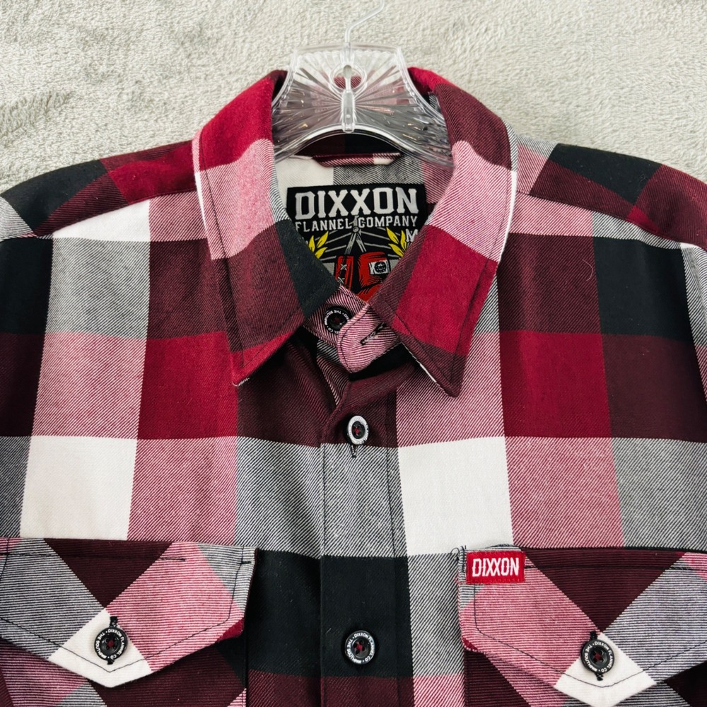 Dixxon Flannel Southpaw Button Up Shirt Mens M Red Black White Plaid Long Sleeve - Picture 3 of 9
